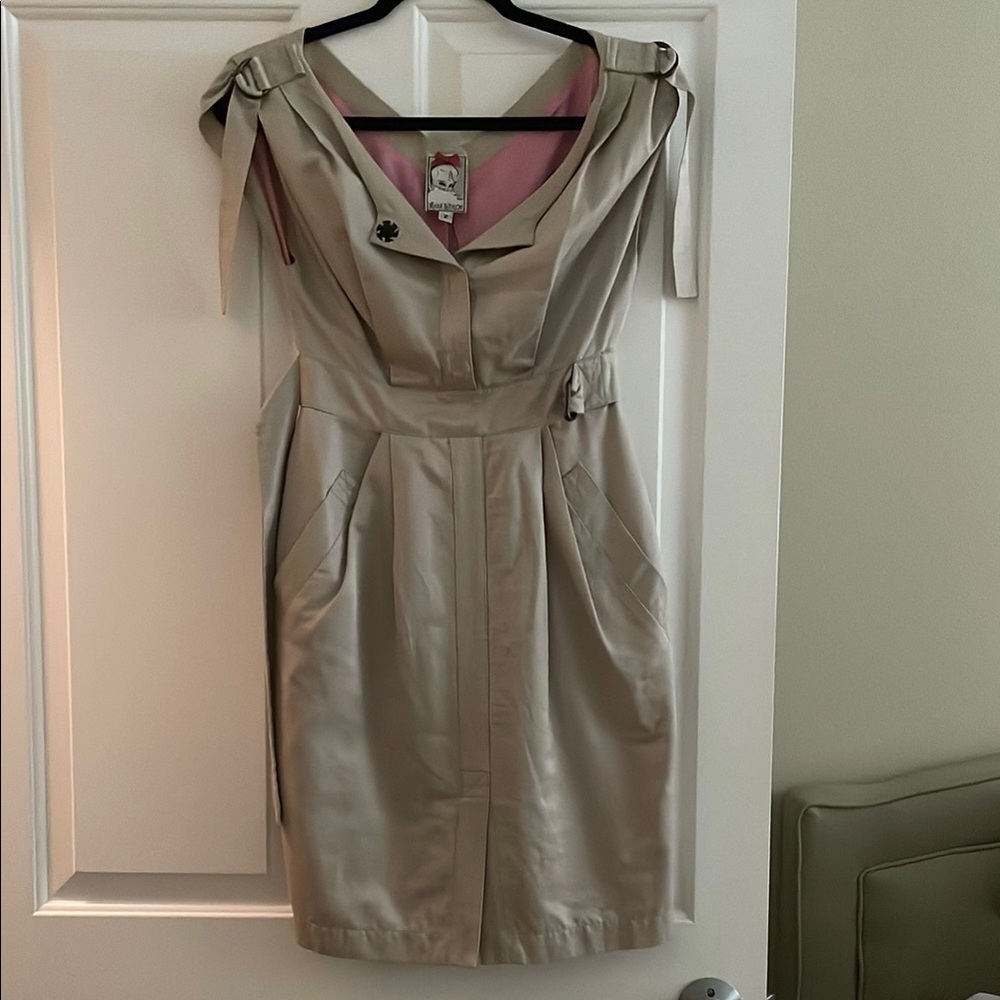 Yoana Baraschi Gold Sheath Mini Dress with Cowl Neck